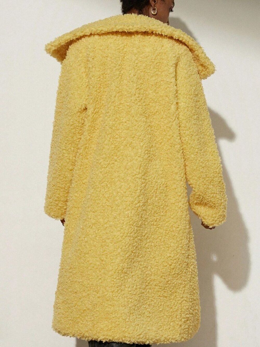 Yellow Casual Women's Faux Fur Coats - Picture 6 of 7